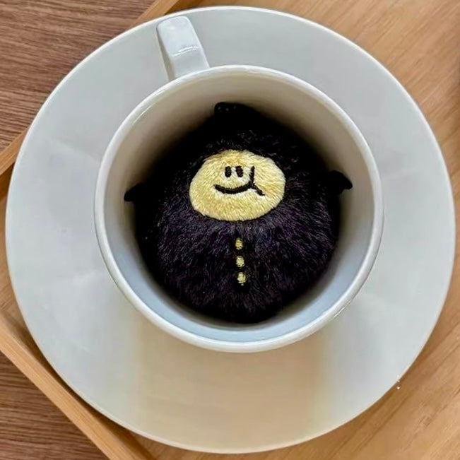 Little black lemon plush friend cute bag scattered word bag keychain black lemon plush mini pendant