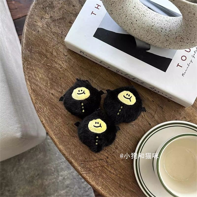 Little black lemon plush friend cute bag scattered word bag keychain black lemon plush mini pendant