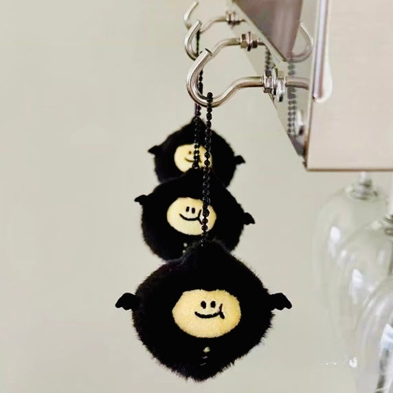 Little black lemon plush friend cute bag scattered word bag keychain black lemon plush mini pendant