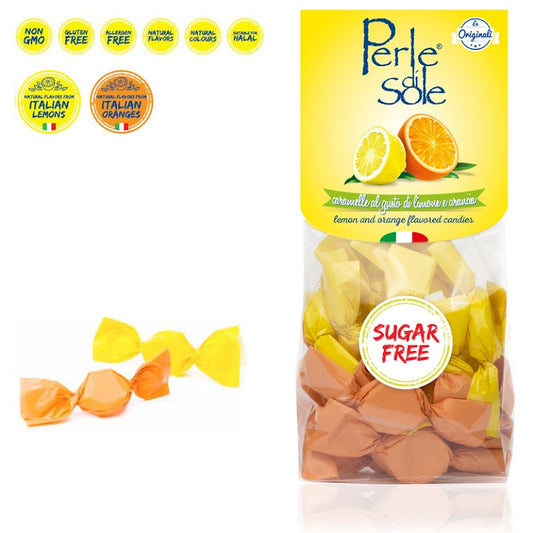 Italy Perle di Sole Sugar Free Hard Candy - Lemon and Orange Flavor 100g