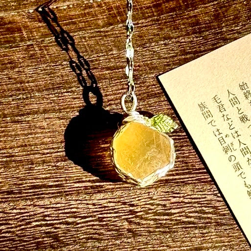 Lemon crystal rough stone necklace