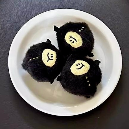 Little black lemon plush friend cute bag scattered word bag keychain black lemon plush mini pendant