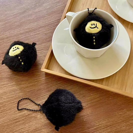 Little black lemon plush friend cute bag scattered word bag keychain black lemon plush mini pendant